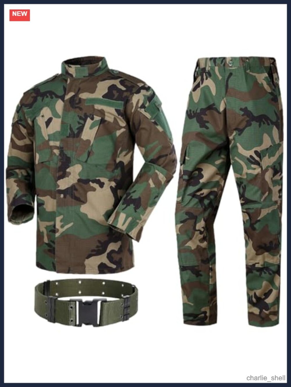 Men's Military Tactical BDU Combat Uniform Shirt & Pants with Belt
